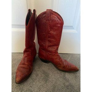 Fun red leather cowboy boots